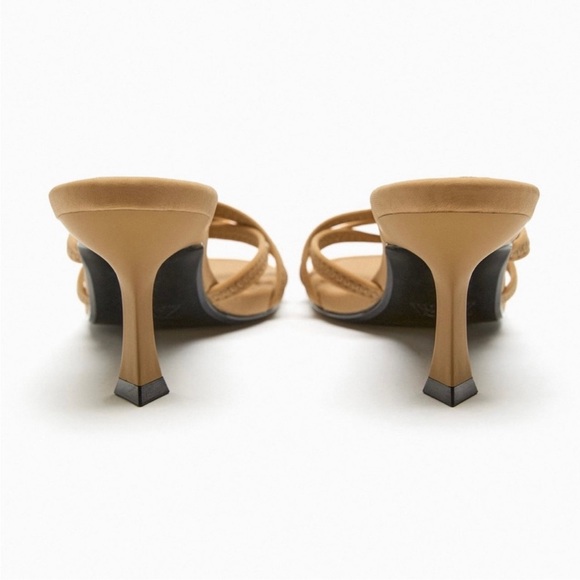 Zara athletic heeled sandals Beige NWT - Picture 6 of 6